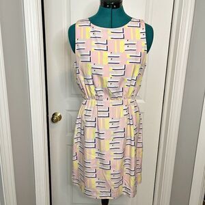 J. Crew Factory Art Deco Art to Wear Colorful Abstract Sleeveless Lined Dress